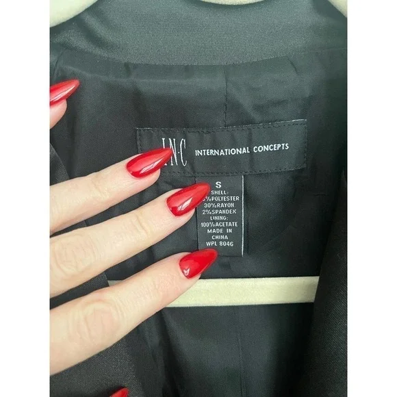 INC Black Satiny Trench Coat Size Small​​​​​​​​​​​​​ - Picture 6 of 7